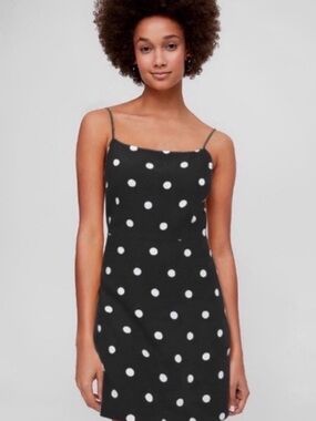 Aritzia Wilfred Isabelle black and white polka-dot dress